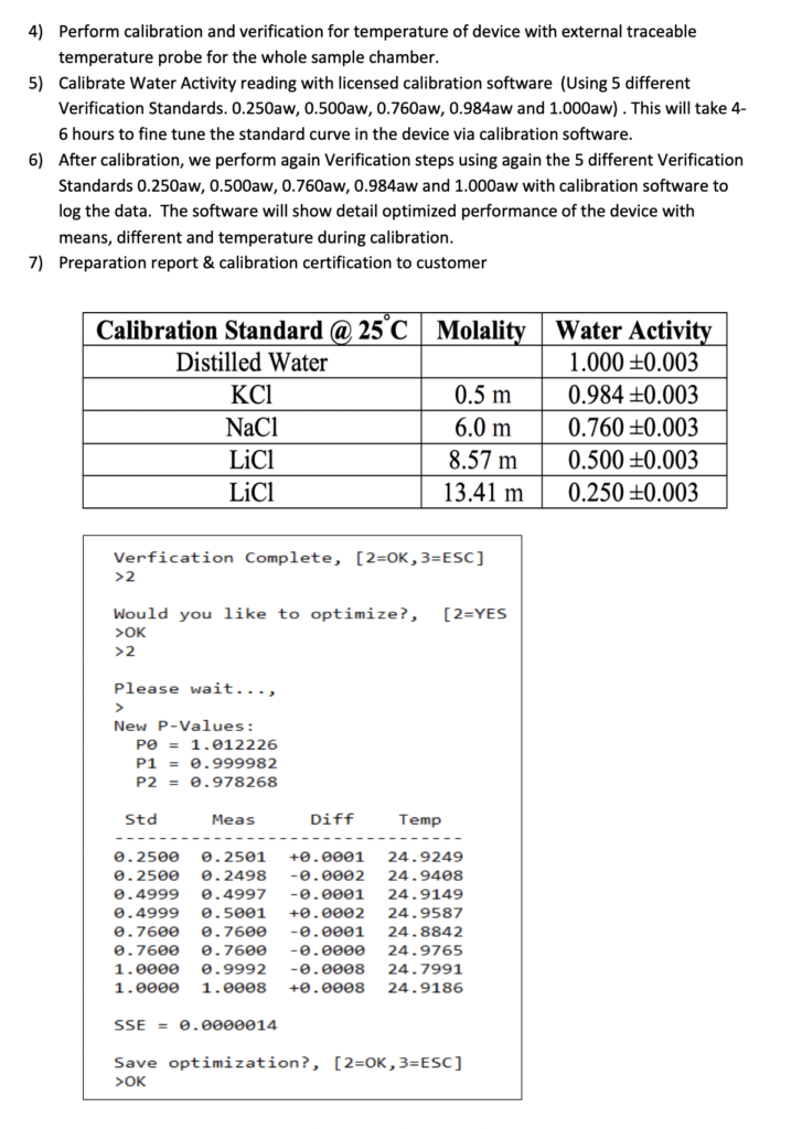 Complete Calibration and Preventive Maintenance Service For Aqualab Water Activity Meter Team